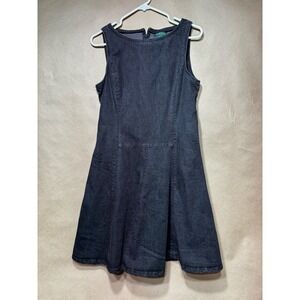 Lauren Ralph Lauren Black Denim Sleeveless Fit and Flare Midi Dress Size 8